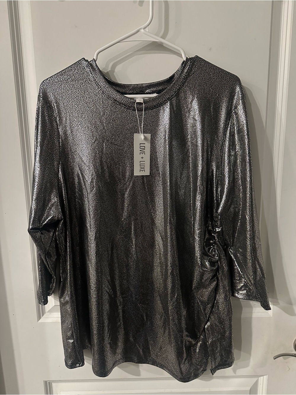 Metallic Silver Long Sleeve Tee